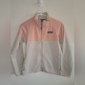 Patagonia‎ Colorblock Fleece Jacket Pink Tan Women's XS Zip Up Outerwear